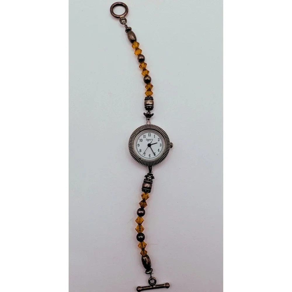 Legacy Silver Tone Beads Bracket Quartz Watch, New‎ Battery